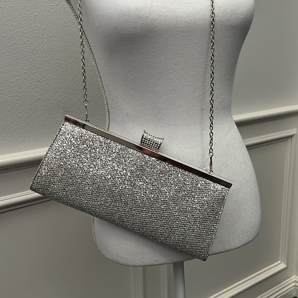 Jessica McClintock Handbags - Vintage Silver Sparkles  Evening Bag , Cross Body , Jessica Mc Clintock NWT